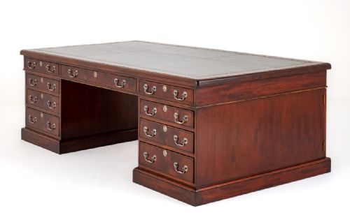 Monumental Georgian Style Mahogany Partners Desk