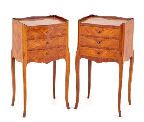 Pretty Pair of French Satinwood and Kingwood Bedside Cabinets