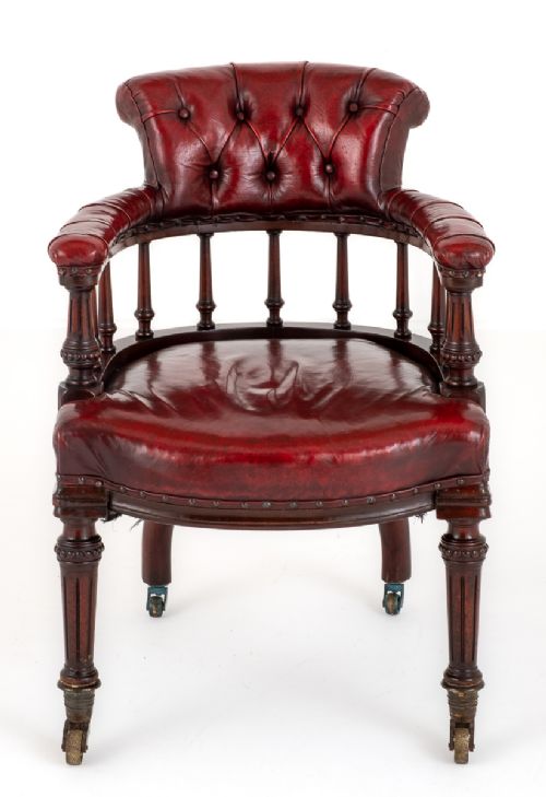 Victorian Mahogany and Leather Desk Chair