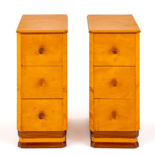 Pair of Art Deco Maple Bedside Cabinets Chests