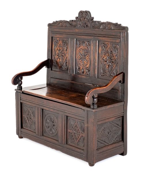 Carved Oak Settle