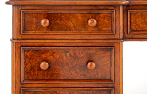 fig 1. Burr Walnut Victorian Pedestal Desk