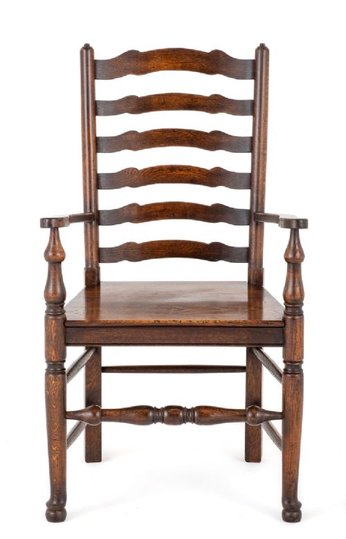 fig 1. Set of 8 Oak Ladderback Dining Chairs
