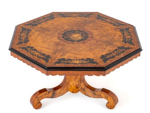 A STUNNING WALNUT AND MARQUETRY CENTRE TABLE - ADDITIONAL PHOTO 6