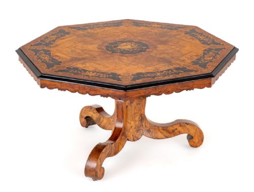 A STUNNING WALNUT AND MARQUETRY CENTRE TABLE - ADDITIONAL PHOTO 8