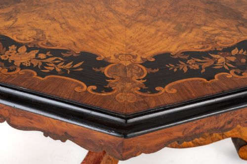 A STUNNING WALNUT AND MARQUETRY CENTRE TABLE - ADDITIONAL PHOTO 9