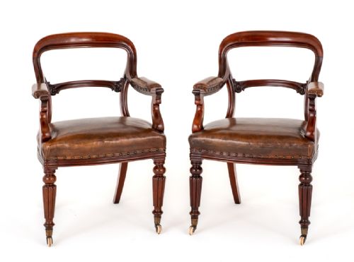 Good Pair of William IV Mahogany Desk Chairs