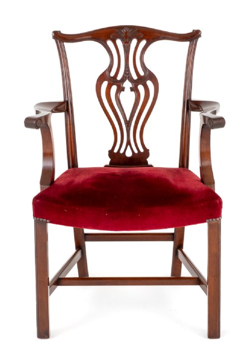 fig 1. Set of 8 Mahogany Chippendale Style Dining Chairs
