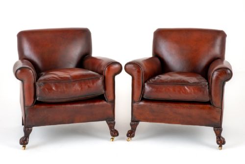 Good Pair of Leather Club Chairs.