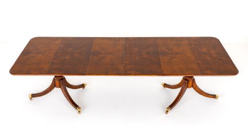 fig 1. Burr Walnut 2 Pedestal Regency Revival Dining Table