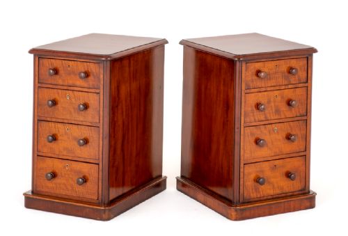 Pair of Victorian Mahogany 4 Drawer Bedside Chests