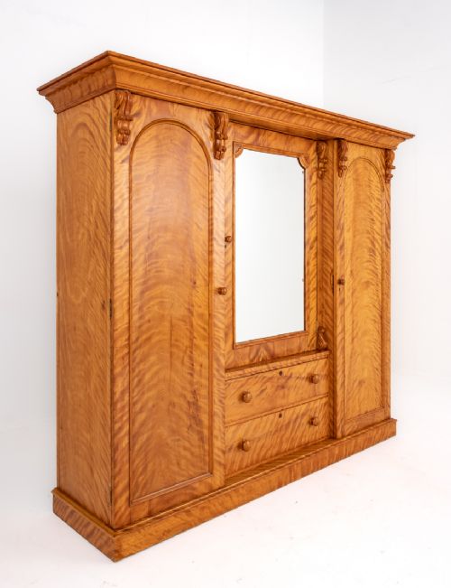 Superb Victorian Satin Birch Wardrobe