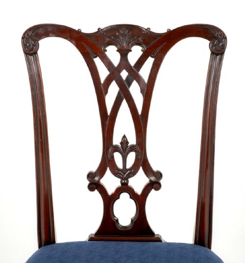 fig 1. Set of 10 ( 8 + 2 ) Good Quality Mahogany Chippendale Style Dining Chairs