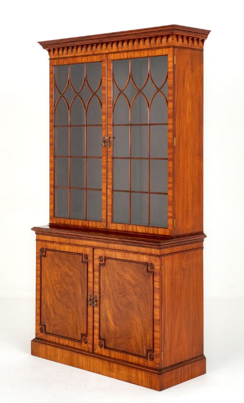 Regency Revival Mahogany Glazed Library Bookcase