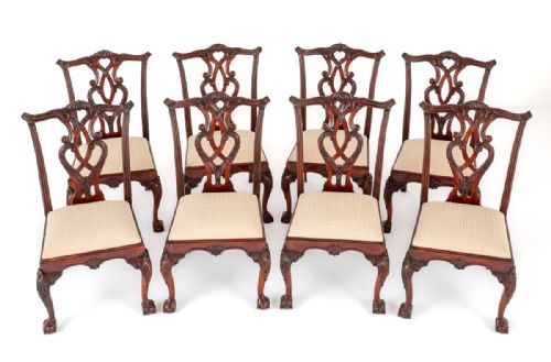 Set of 8 Mahogany Chippendale Style Dining Chairs