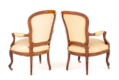 PAIR OF VICTORIAN ROSEWOOD OPEN ARM CHAIRS - ADDITIONAL PHOTO 1