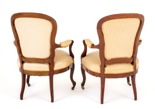 PAIR OF VICTORIAN ROSEWOOD OPEN ARM CHAIRS - ADDITIONAL PHOTO 2