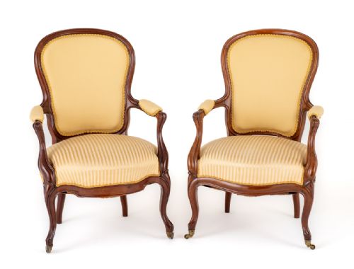 PAIR OF VICTORIAN ROSEWOOD OPEN ARM CHAIRS - ADDITIONAL PHOTO 3