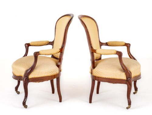 PAIR OF VICTORIAN ROSEWOOD OPEN ARM CHAIRS - ADDITIONAL PHOTO 5
