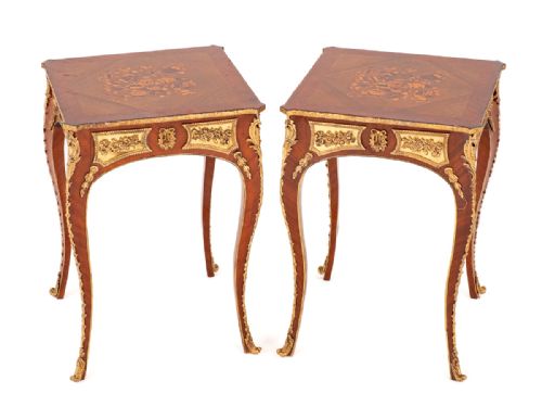 Impressive Pair of French Mahogany End Tables