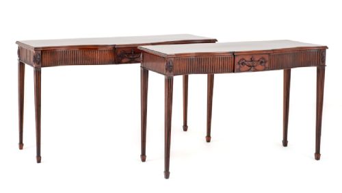 Pair of Adams Style Mahogany Console Tables