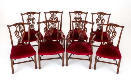 Set of 8 Mahogany Chippendale Style Dining Chairs