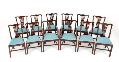 Set of 12 Mahogany Chippendale Style Dining Chairs
