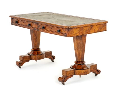 William IV Burr Walnut Library Table,