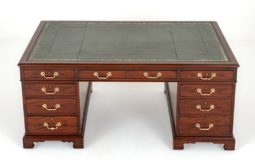 fig 1. Fabulous 18 Drawer Regency Mahogany Partners Desk.