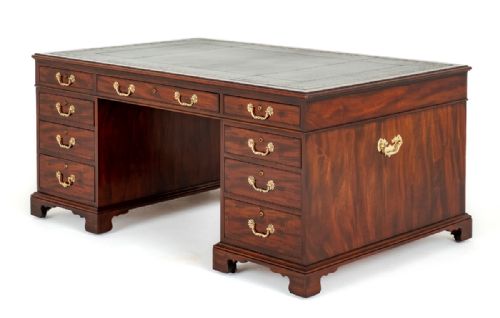 Fabulous 18 Drawer Regency Mahogany Partners Desk.