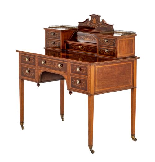 Stunning Mahogany Inlaid Bonheur Du Jour
