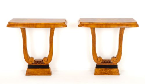Very Stylish Pair of Art Deco Walnut Console Tables