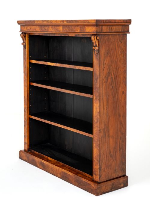Victorian Burr Walnut Open Bookcase