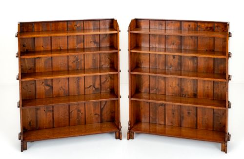 Pair of Oak Arts and Crafts Open Bookcases
