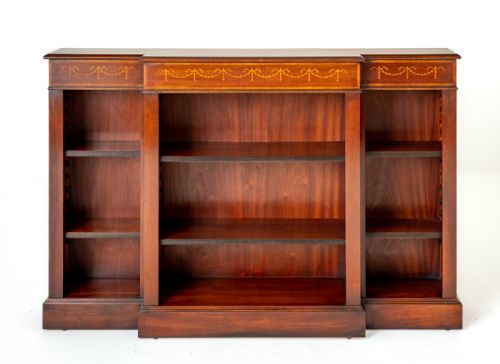 Mahogany 3 Section Open Breakfront Bookcase