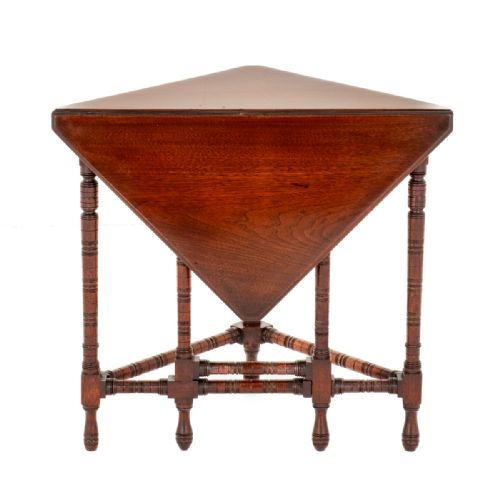 Victorian Walnut Corner Drop Leaf Occasional Table