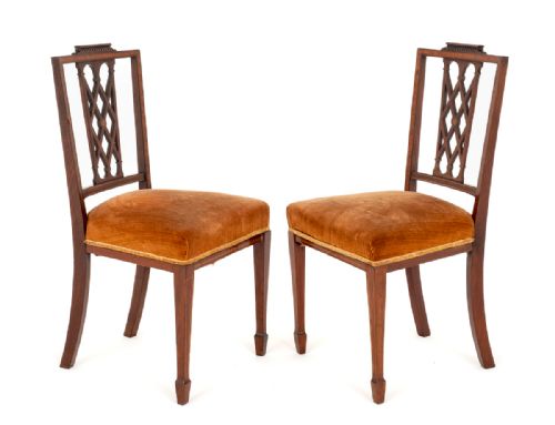 Pair of Mahogany Sheraton Revival Side Chairs