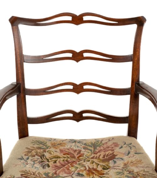 fig 2. Set of 6 Mahogany Ladderback Chippendale Style Dining Chairs