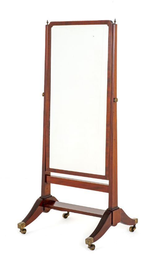 Sheraton Revival Mahogany Cheval Mirror