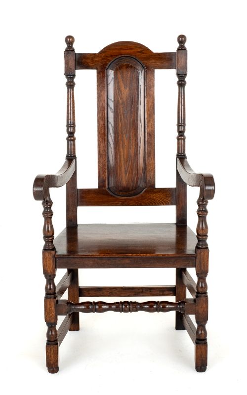 fig 1. Set of 8 (6+2) Tudor style oak chairs