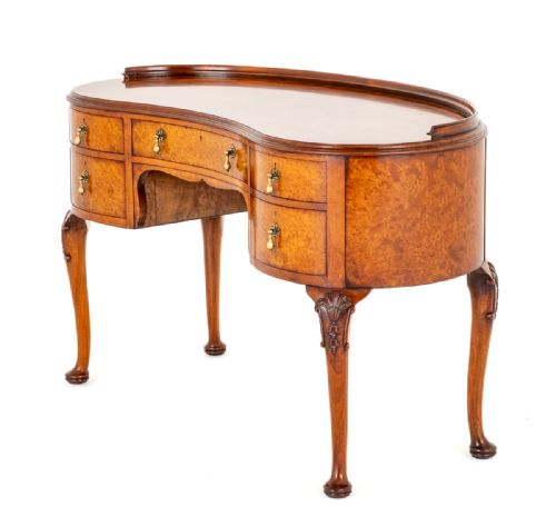 Burr Walnut Queen Anne Style Dressing Table.