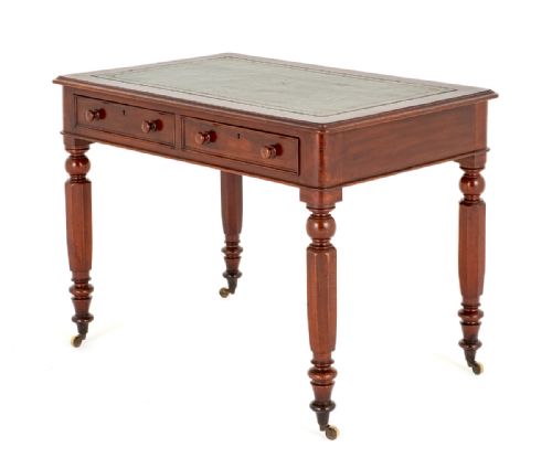 Early Victorian Mahogany 2 Drawer Writing Table