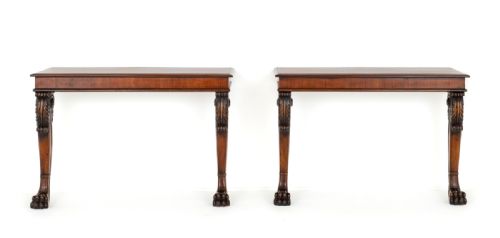 Pair of Georgian Revival Mahogany Console Tables