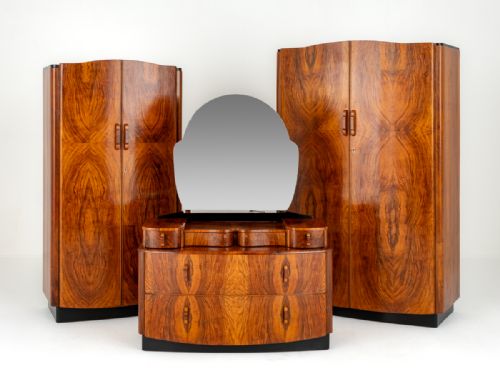 Quality Walnut Art Deco Bedroom Suite