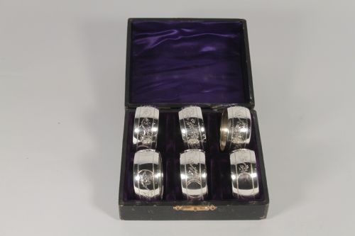 Cased Set of 6 Silver Napkin Rings