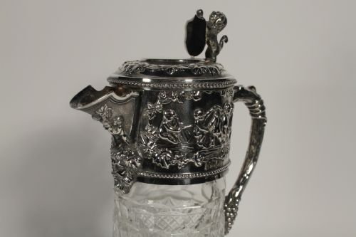 fig 1. A Pair of Cut Glass and Silver Plate Portuguese Claret Jugs