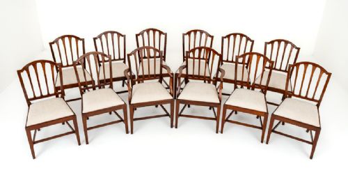 Set of 12 Mahogany Georgian Revival Dining Chairs