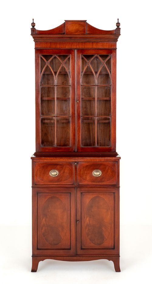 Regency Revival Mahogany Secretaire Bookcase