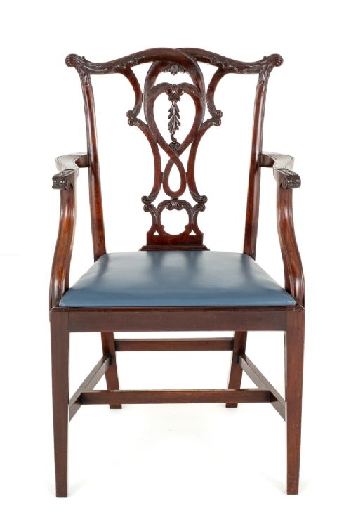 fig 1. Set of 6 (5 + 1) Mahogany Chippendale Style Dining Chairs