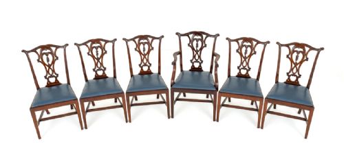 Set of 6 (5 + 1) Mahogany Chippendale Style Dining Chairs